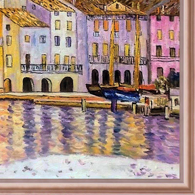 Malcesine sur le lac de Garde par Gustav Klimt - reproduction d'art encadrée, 39" H x 27" W x 2" D, Or