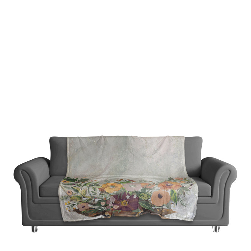 Steer with Flower Horns Throw Blanket