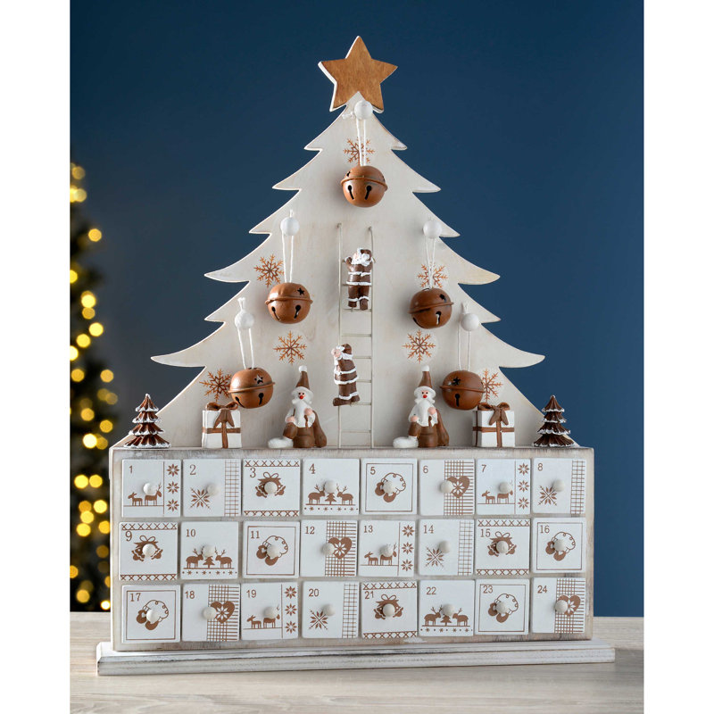 Christmas Advent Calendar, White/Brown