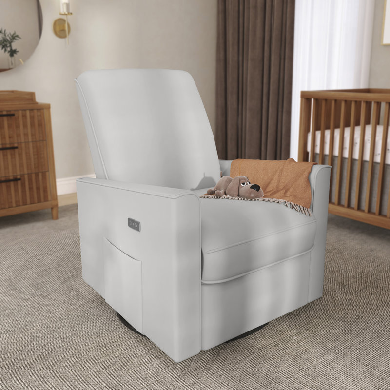 Greenguard Gold Certified Upholstered Swivel Reclining Glider, Gray