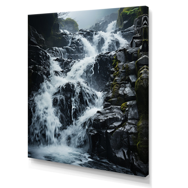 Chute d'eau dynamique sur toile, H 40 po x l 30 po x P 1,5 po, Toile tendue