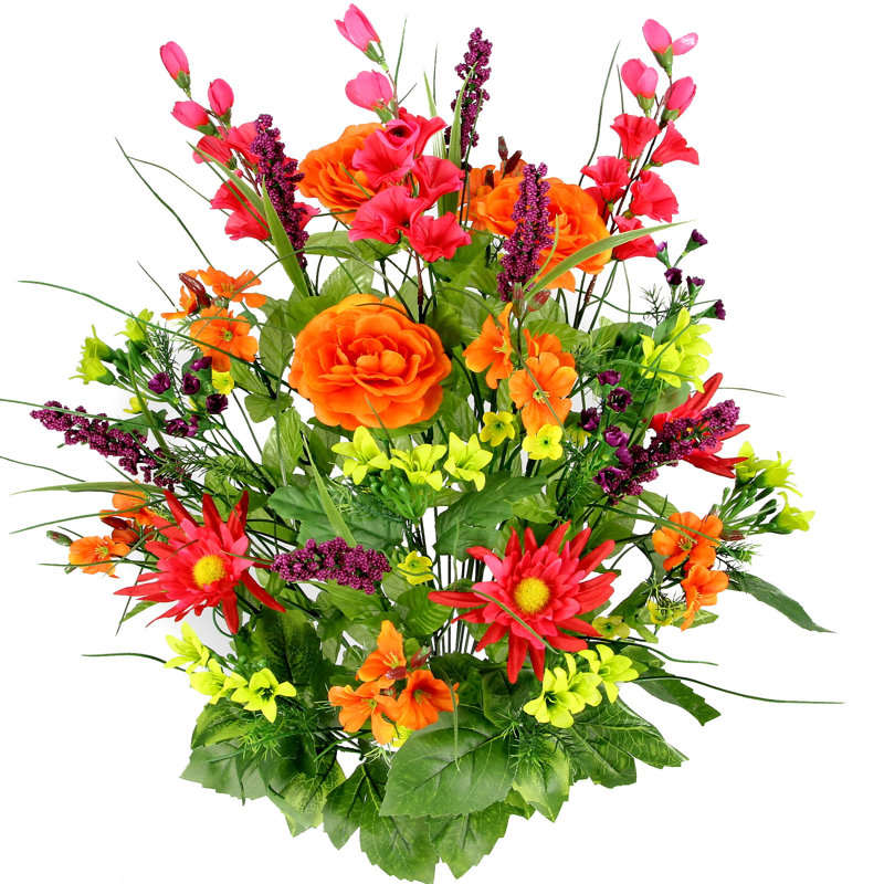 Mixed Assortment Arrangement, Blue / Orange / Yellow / Kiwi, 32" H x 18" W x 12" D