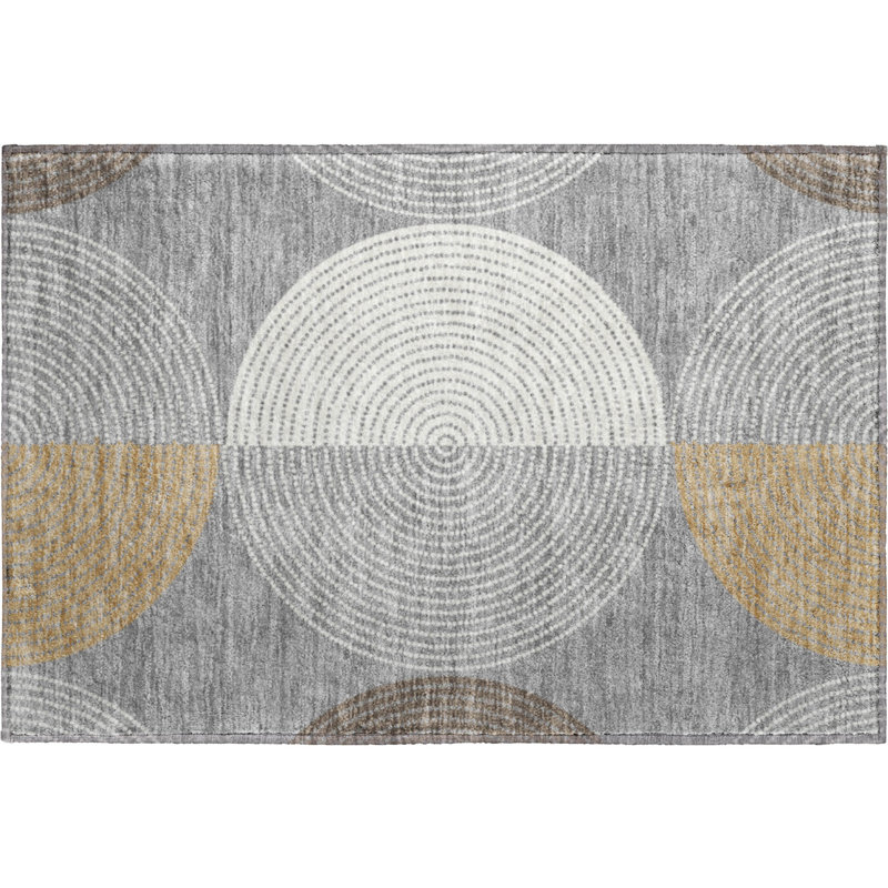 Premium Machine Washable Mayfield AMF2281 Geometric Rug, 1'8" x 2'6", Gray