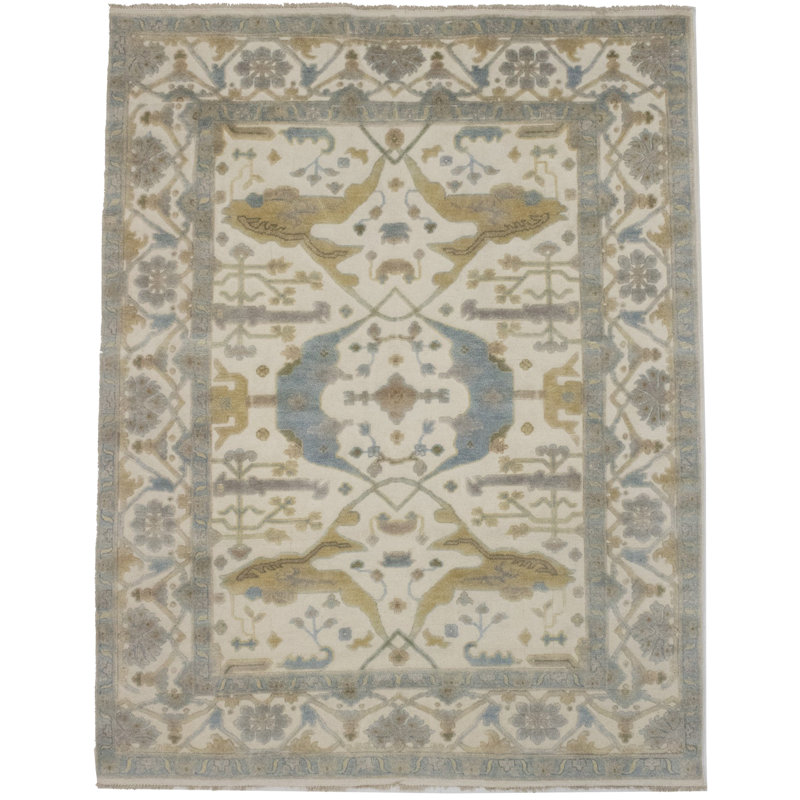 Tapis floral en laine noué à la main à motif floral
