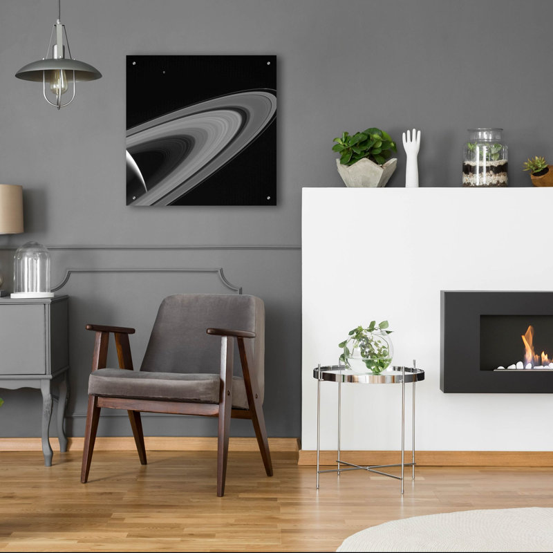  «Saturn-lit Tethys» par NASA, art mural en verre acrylique, 24 po x 24 po, H 24 po x l 24 po