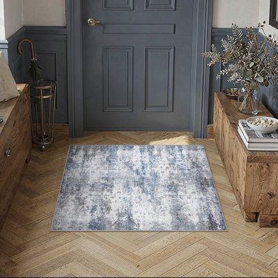 Elroy Modern Abstract Machine Washable Area Rug with Non-Slip Backing