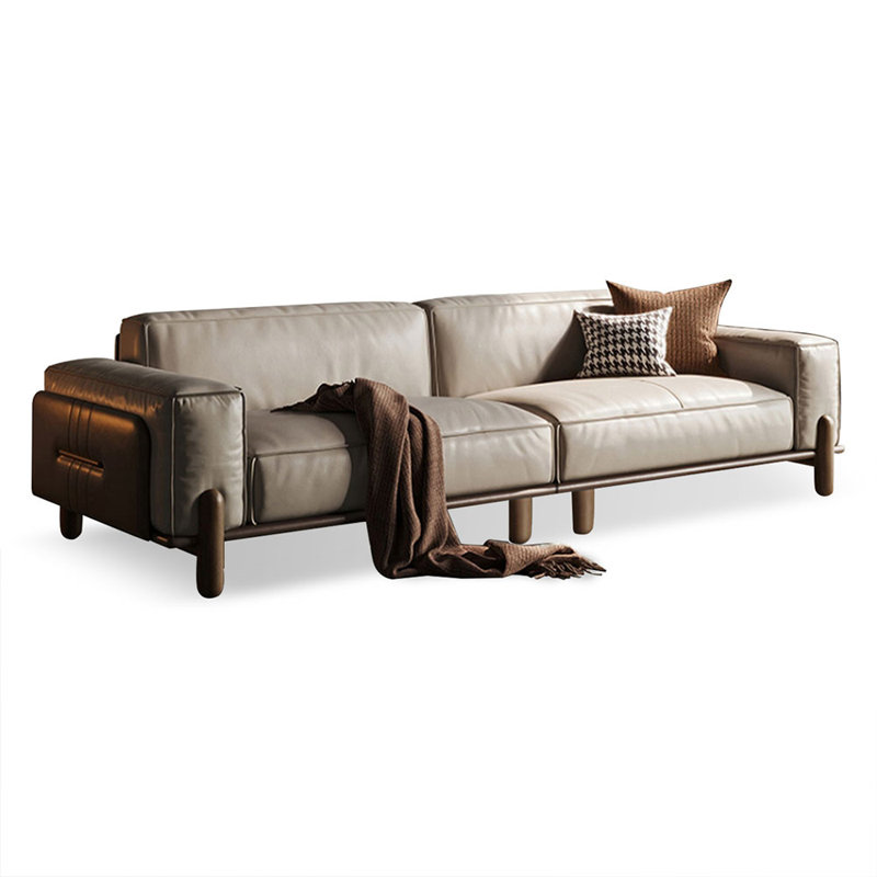 Coussin modulaire en cuir véritable, H 37,01 po x l 109,84 po x P 29,13 po, 4, Noir, noir, noir, noir