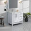 Meuble-lavabo blanc 36 po X P 22 po D, décalé à gauche et plateau en quartz blanc-117978791
