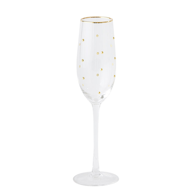 Verres à champagne S / 6 Celebration - transparent avec pois dorés
