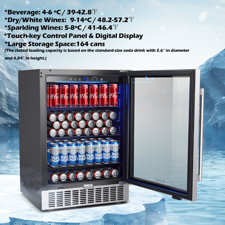 AAobosi 24 Inch 164 Cans Freestanding and Built-in Beverage Refrigerat