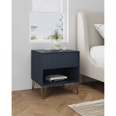 Table de chevet bleu nuit