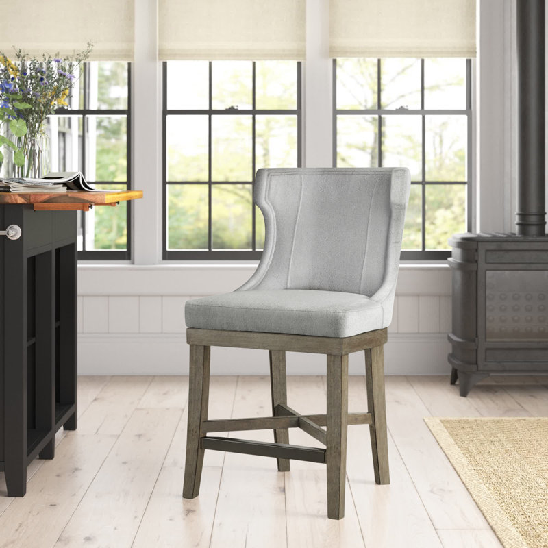 Tabouret de comptoir pivotant Carson, Gris clair, 1