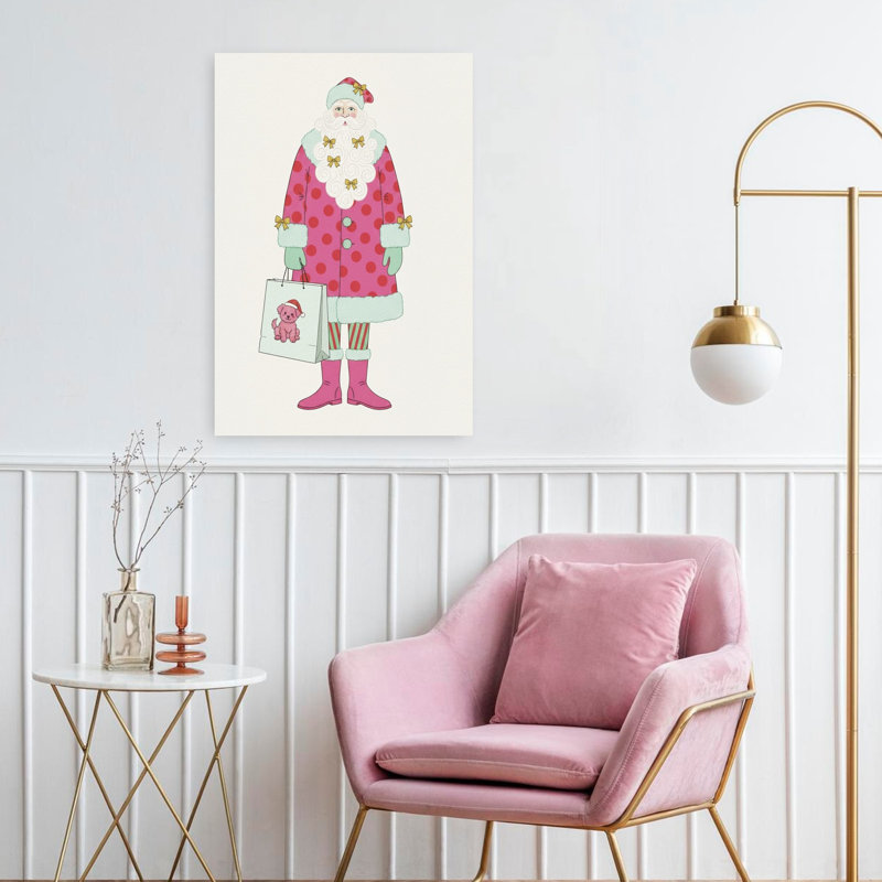 Whimsical Pink Santa by Andreas Magnusson - Wrapped Canvas Print, 60.96 cm H x 40.64 cm W