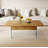 43.3-inch coffee table with height-adjustment function (with storage space) combines rustic style with tempered glass, space-saving design, multiple color options, suitable for living room and office, Natural Wood-244414329