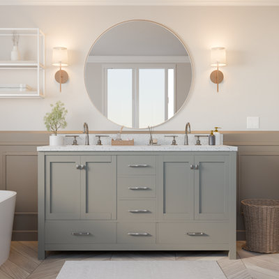 Zaair 60'' Double Bathroom Vanity with Quartz Top