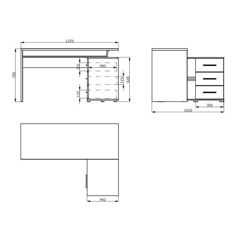 Nasrin L-Shaped Writing Desk