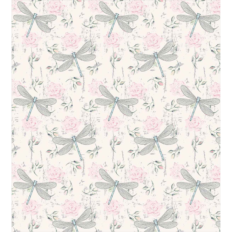 Dragonfly Farmhouse / Country Floral Duvet Cover, King