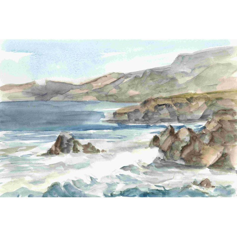 Aquarelle côtière II, H 8 po x l 12 po