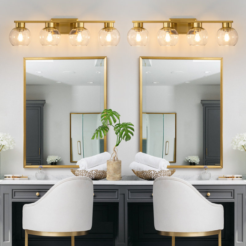 Geneva Dimmable Bathroom Vanity Light Fixtures, Gold, 4