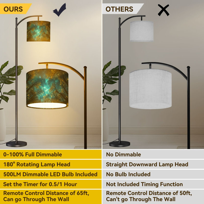  Lampe sur pied Arc Mystical Night Sky Glowing Fireflies Silhouetted Tree Branches
