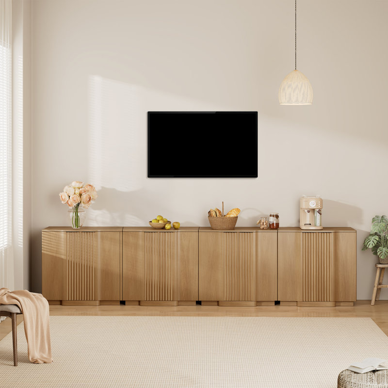 Buffet à panneau cannelé Designer Modern, Brun