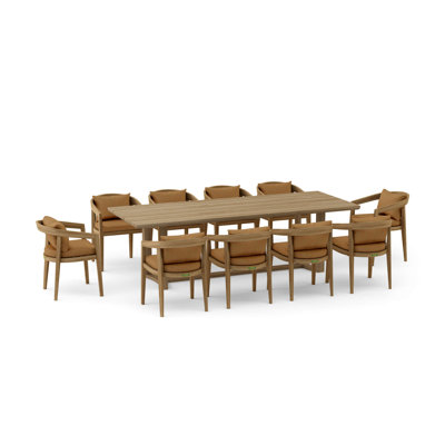 Outdoor 11 - Piece Teak Dining Set with Cushions