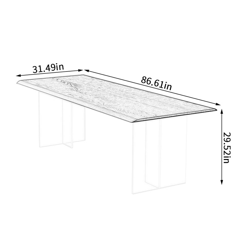 Table de salle à manger Mairenn, L 31,49 po x L 86,61 po, Naturel