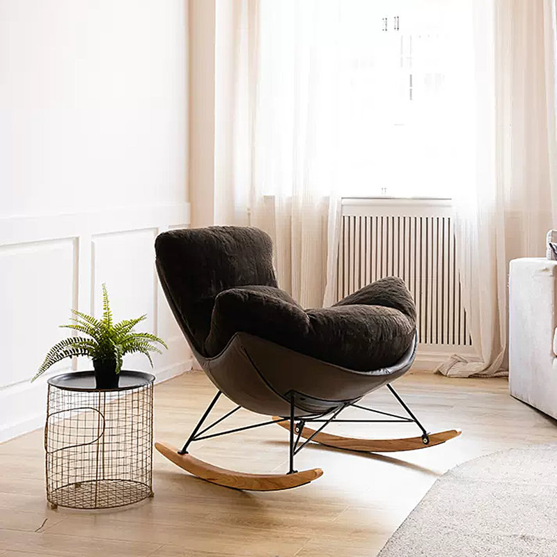 Chaise berçante moelleuse, Brun foncé