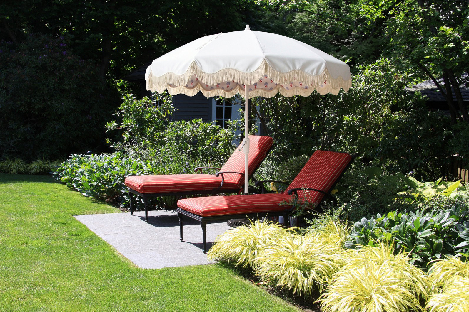Lillie 7.5' Sunbrella® Market Umbrella, White/Mira Bluebell