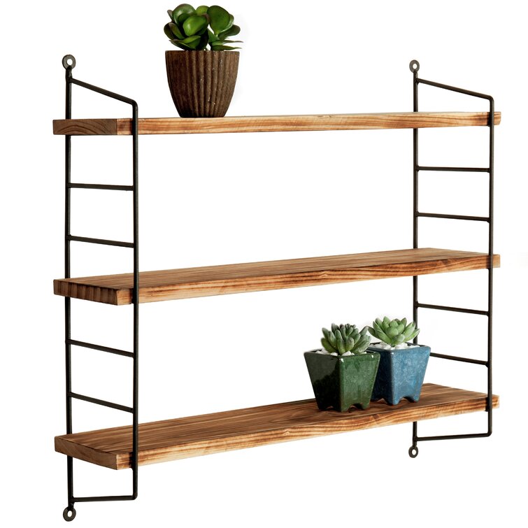 Solid Wood Floating Shelf 3-piece , Multi-Kinetic Energy Wall