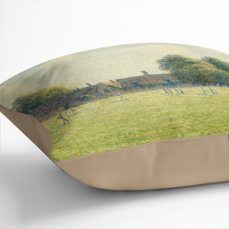 Hampton Court Green Square Throw Cushion, Stone, 40cm H x 40cm W x 15cm D