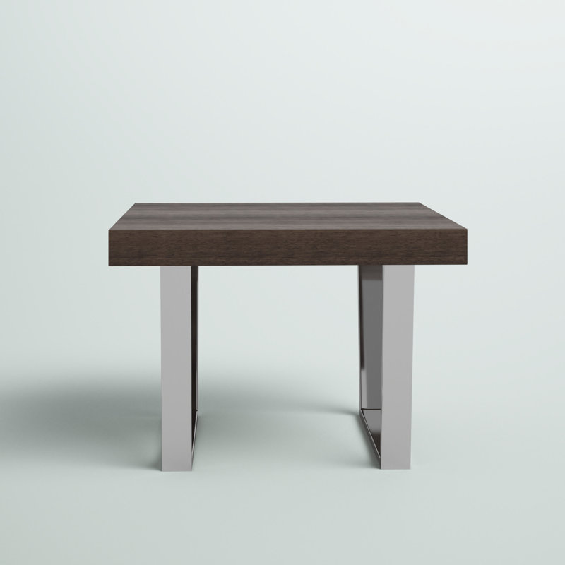 Pangea Home Sienna Sled End Table - Rectangular Side Table – Modern Accent End Table for Living Room, Office, or Bedroom - Espresso Brown Side Table