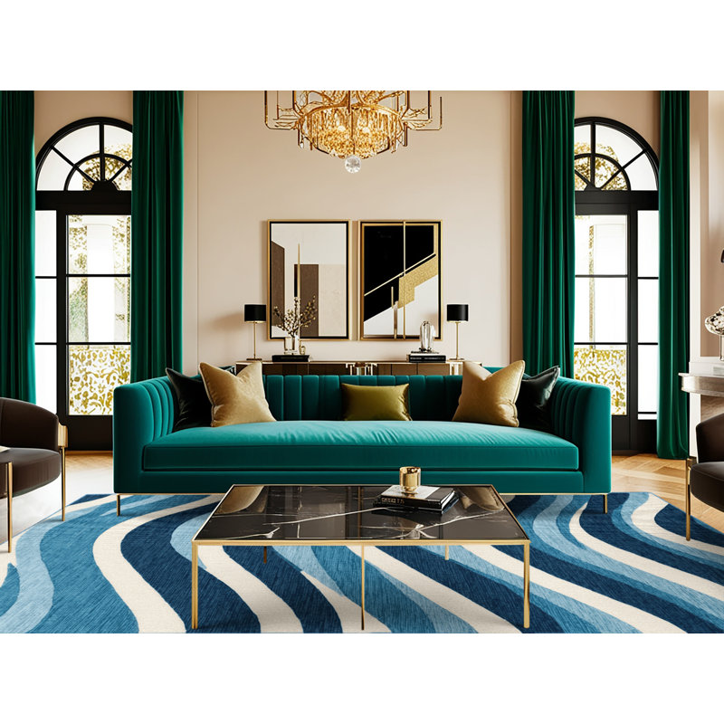  Tapis lavable bleu dégradé, Rectangle 4pi x 6 pi