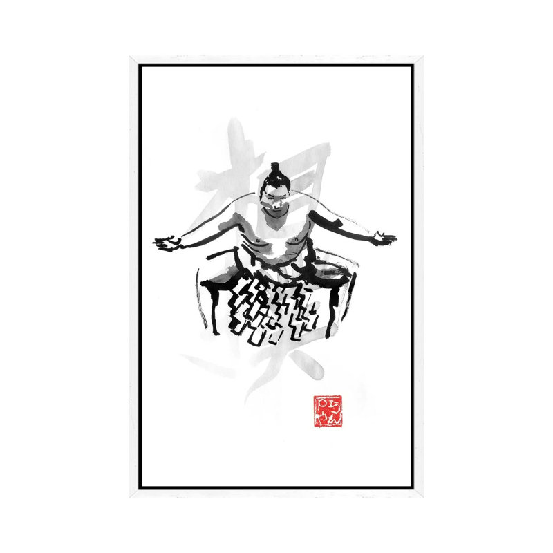 Sumo by Péchane - Painting on Canvas, 101.6 cm H x 66.04 cm W, White Framed