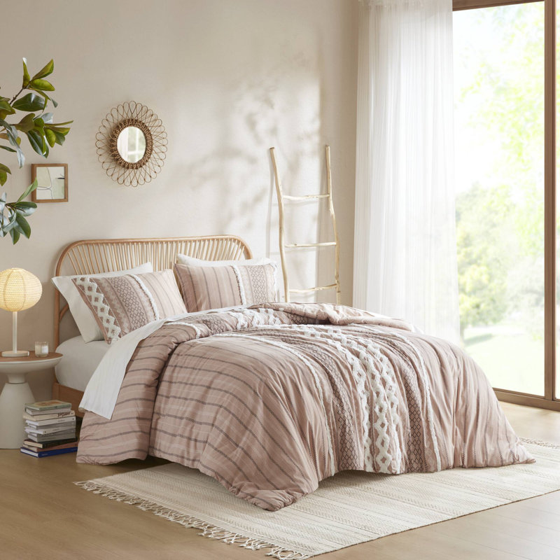 Blush Pink Full Cotton Down Alternative Comforter Set