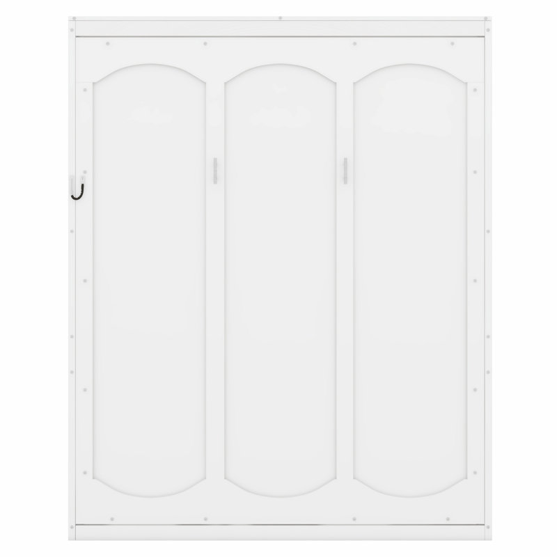Lit escamotable polyvalent avec tablettes de rangement, Blanc