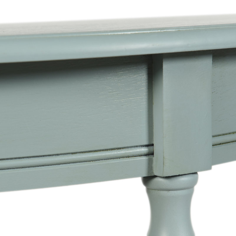 Tinsle Collection Half Moon Console Table with Storage Shelf End Table - Honeynut, Antique Ice Blue