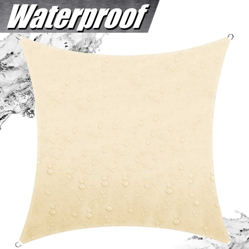 Toile d'ombrage carrée imperméable 9,5 pi x 9,5 pi, Beige, Pavillon de jardin portatif en métal