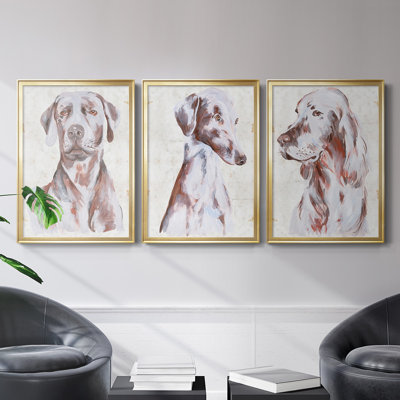 " Sitting Dog I " 3 - Pieces Painting Print