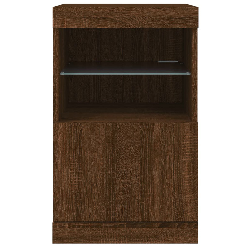 vidaXL Sideboard with LED Lights Kitchen Storage Cabinet Furniture for Hallway, Brown Oak