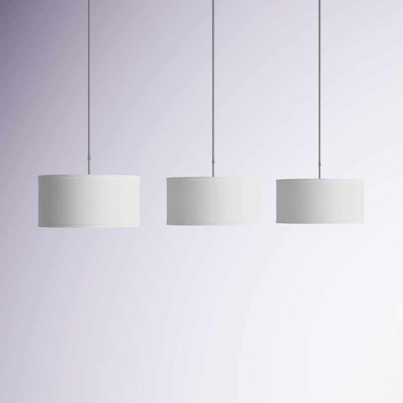 Kasey 9 - Light Brushed Nickel Kitchen Island Pendant, White