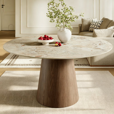 Bobrow Mid-Century Round Pedestal Table For 8