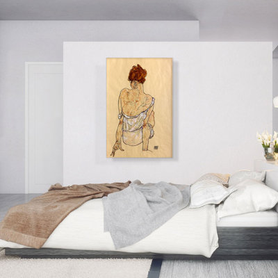 «Femme Assise en Sous-Vetements 1917» par Egon Schiele, reproduction d'art sur toile tendue