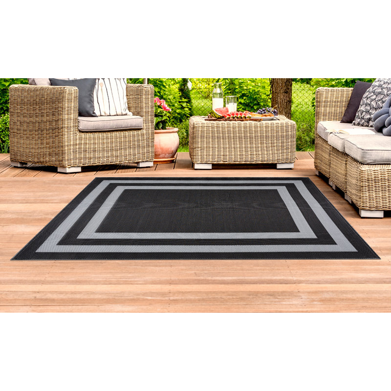 Tapis intérieur / extérieur gris Aitana, Rectangle 5 pi x 7 pi
