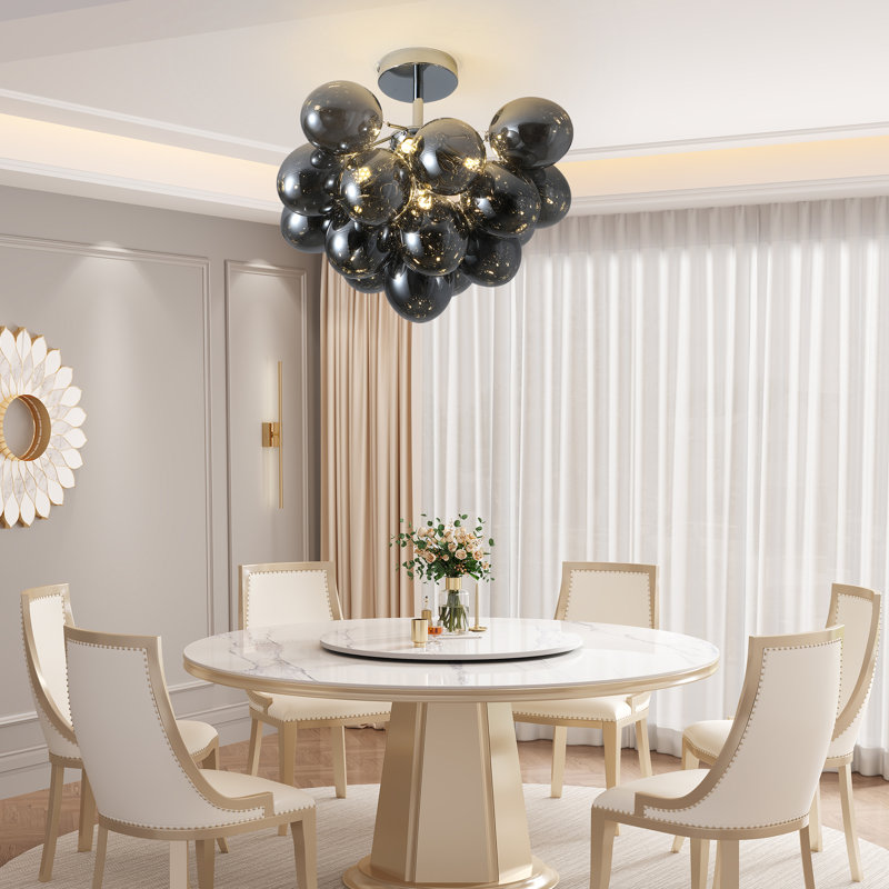 4 - Light 40cm Modern Sputnik Glass Bubble Semi Flush Mount