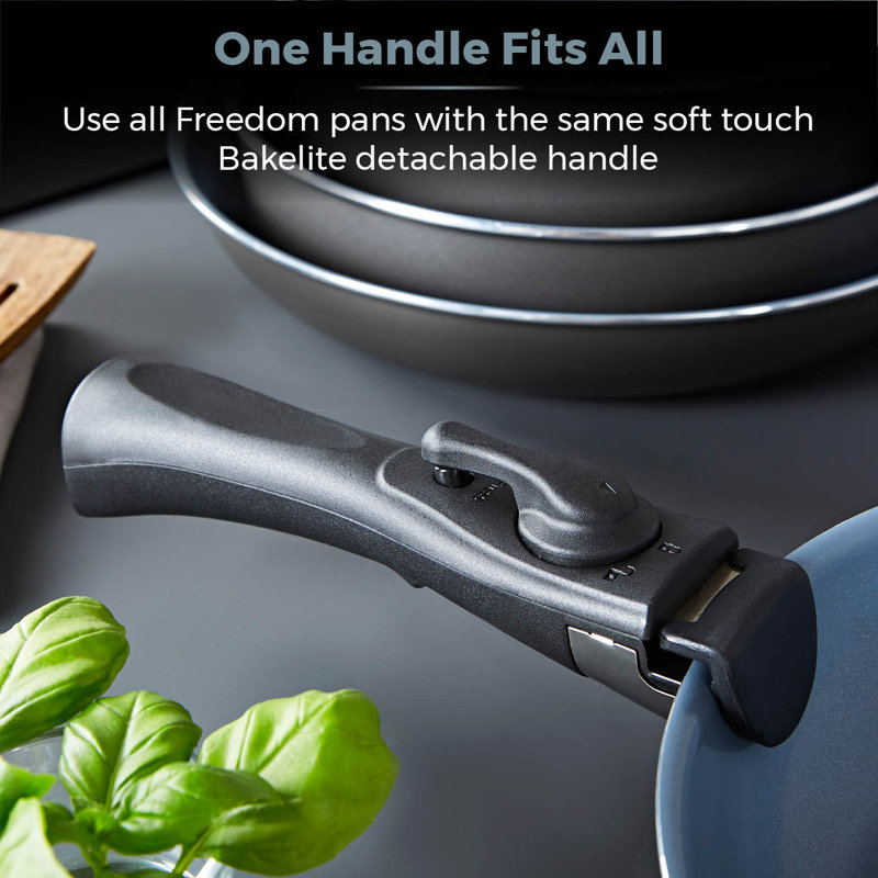 Tower Freedom T800200 13 Piece Cookware Set with Ceramic Coating, Stackable Design and Detachable Handles, Graphite, Aluminium