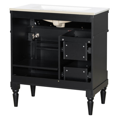 30"W Elegant Bathroom Vanity With Ceramic Sink