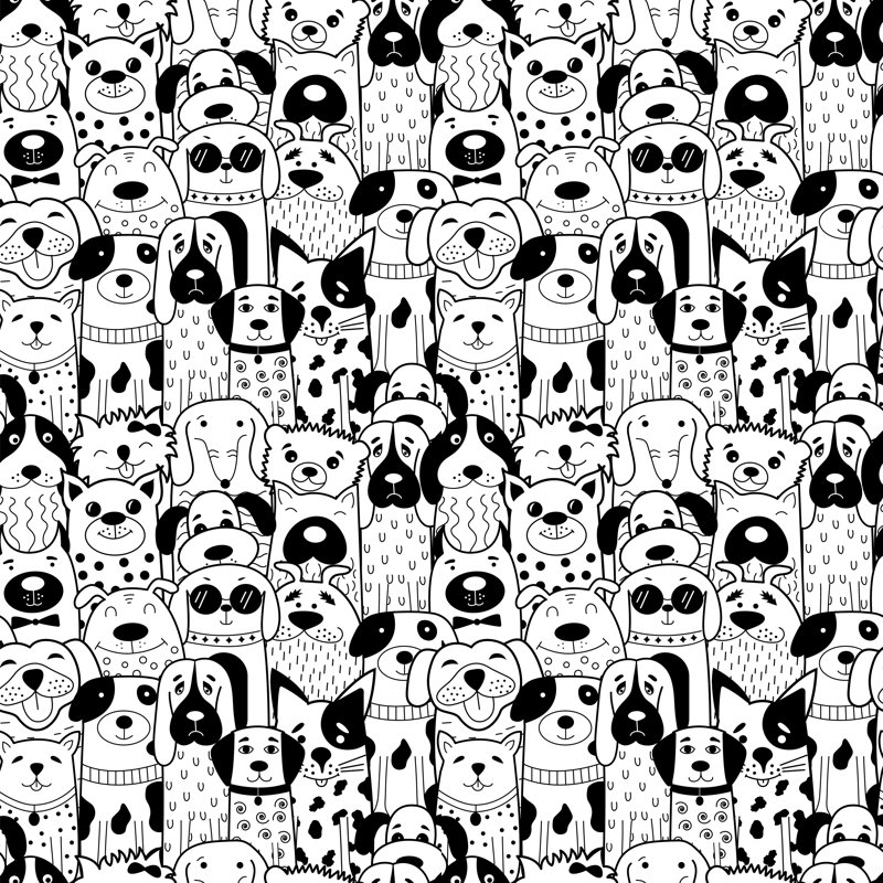 Doodle Dogs - Wrapped Canvas Print, 122cm H x 122cm W x 3.8 cm D