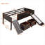 Solid Wood Twin Size Loft Platform Bed With Two Lockable Rolling Storage Boxes Brown Finish