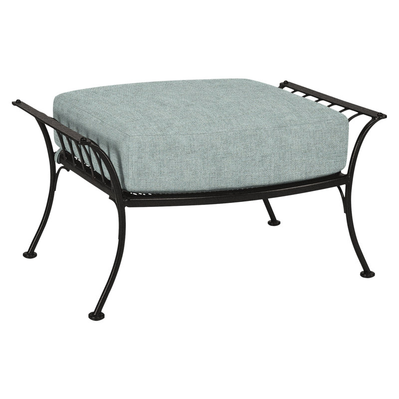 Monterra Outdoor Ottoman, Carbon Black, Sash Denim